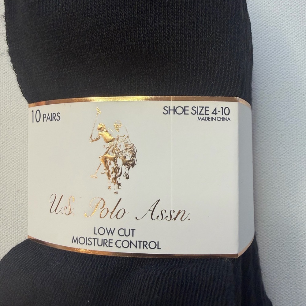 U.S. Polo Assn. Black Low Cut Socks - 10 Pair Pack (E2) - Picture 2 of 3
